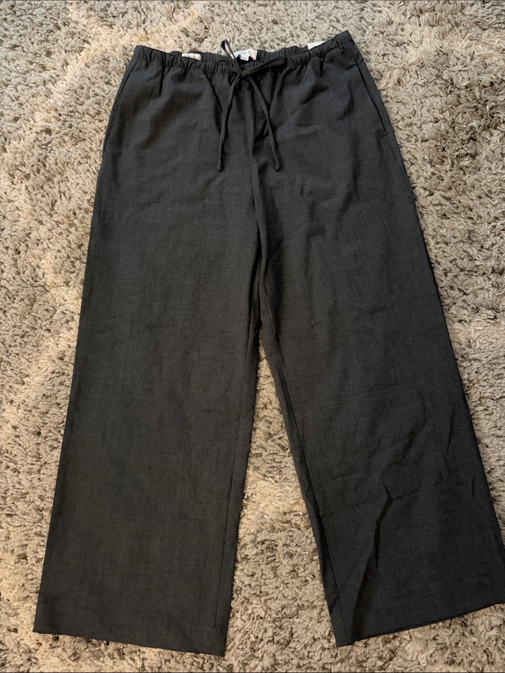 LOFT Women’s Dark Grey Wide-Leg Drawstring Pants